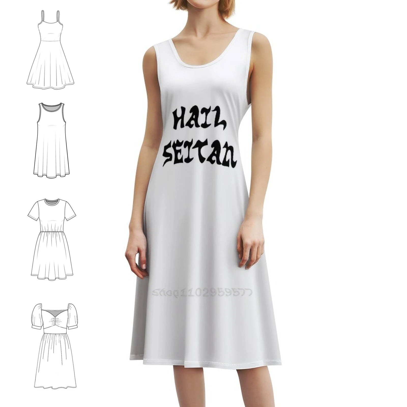فستان حفلات نسائي من Hail Seitan ملابس خروج عصرية مطبوعة ملابس النادي للإناث Seitan Hail Hail Seitan Tofu نباتي أنثى #1