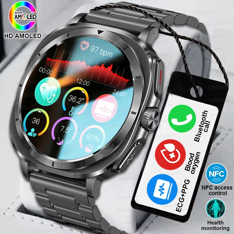 

GUHUAVMI Accurate measurement Nursing Health SmartWatch Blood Fat Blood Pressure Body Analysis ECG+PPG Clock Smart Watch For Men