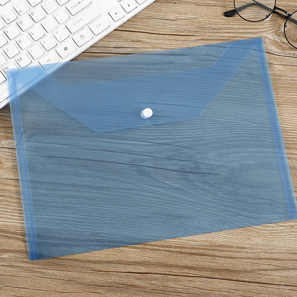 

6Pcs Clear File Bags PP Document Envelopes Button Design Office Organizer Folders File Folder Documents Envelopes