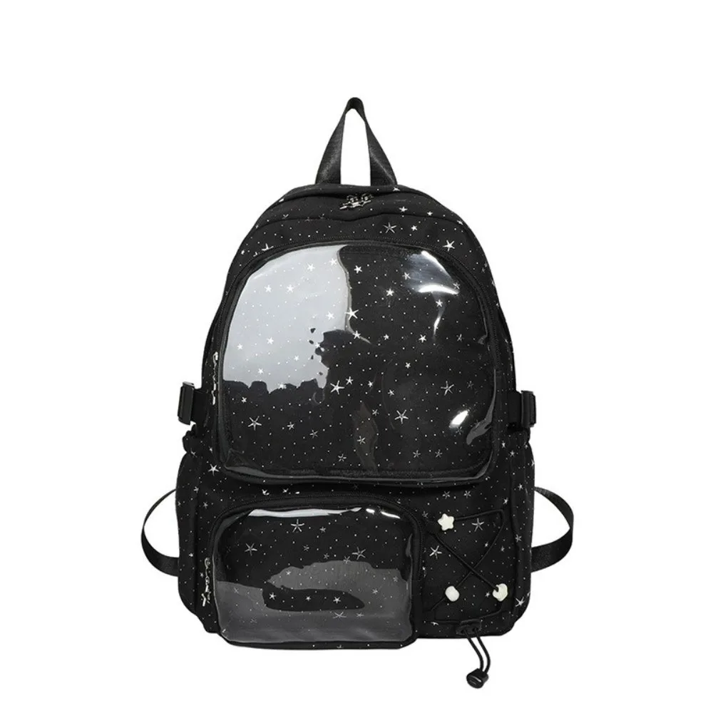 Simple Oxford Cloth Star Backpack Y2k Print Nylon Backpack Japanese Style College Style Students School Bag Travel