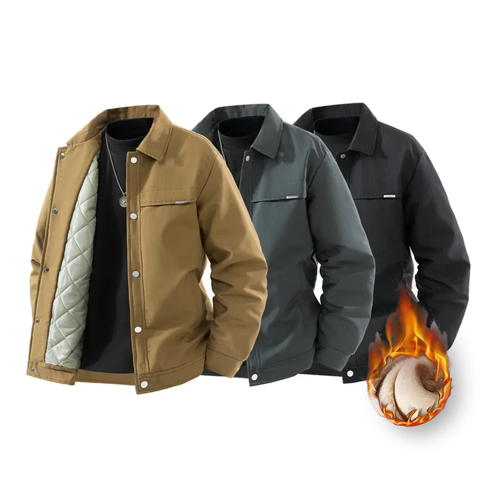 

M-8XL Men's Winter Casual Jacket High-quality Male Turn-down Collar Jacket Fashion Solid Thick Warm Outwear for Korean Teenagers