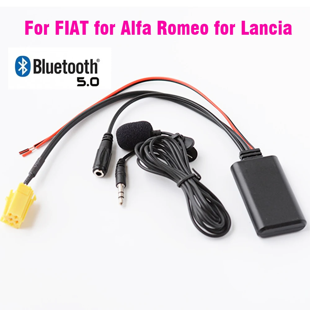 Samochodowy adapter bluetooth 5.0 AUX Bezprzewodowy mikrofon radiowy stereo 6pin do FIAT 500 Grande Punto Fiorino do LANCIA Musa ALFA ROMEO