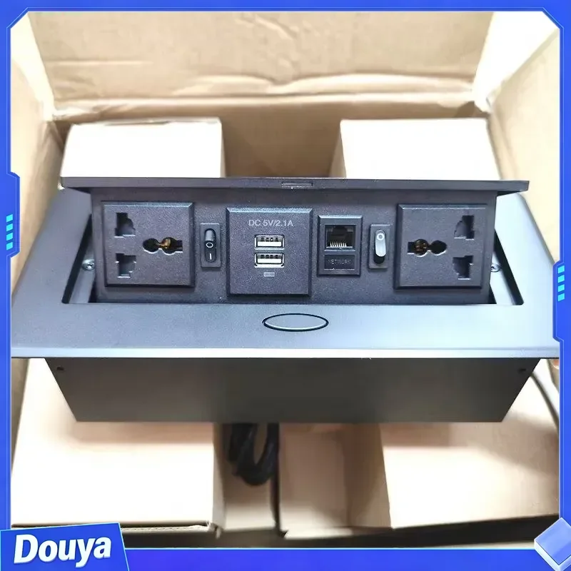 Office Desk Pop up Power Outlet Box Conference Damped Multimedia Outlet Connection Box Universal Desktop Pop up Usb Data