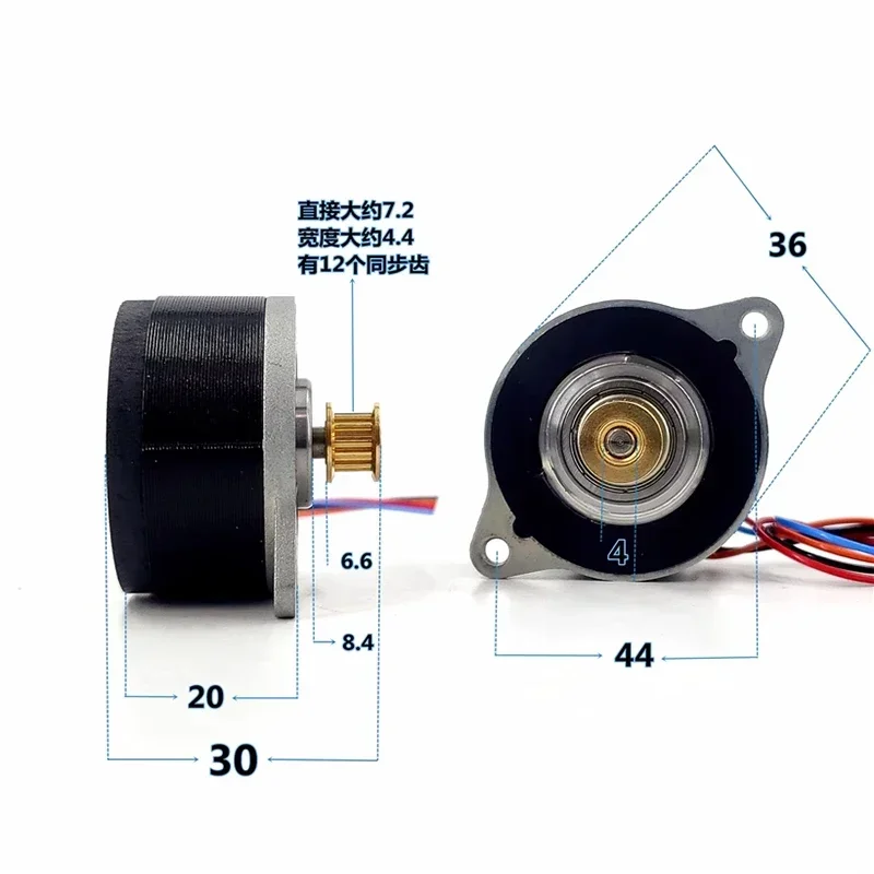 MOONS 0.9 Degree Mini 36mm Round Hybrid Stepper Motor Micro 2-Phase 4-Wire Stepping Motor Pulley Wheel for 3D Printer CNC Robot
