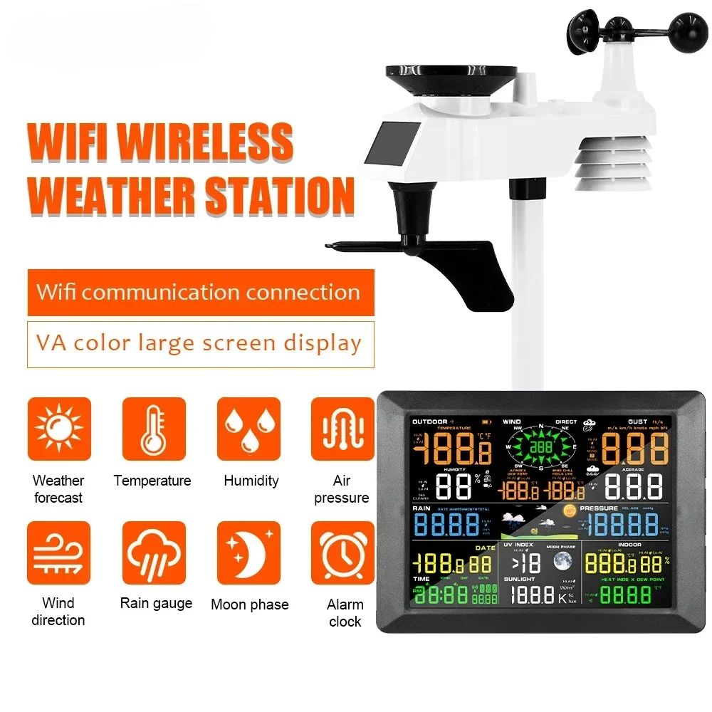 0310 Professional WiFi Weather Station Internet Wireless with Outdoor Sensor Rain Gauge Smart Life Weather Forecast Wind Gauge