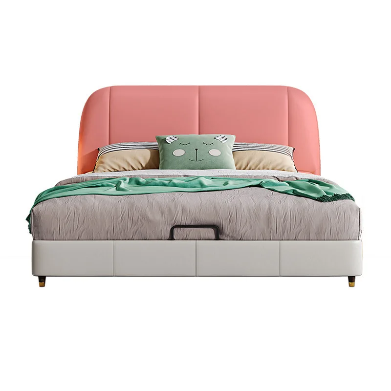 Modern simple children's bed boy single bed, flush edge soft bag leather art bed small apartment