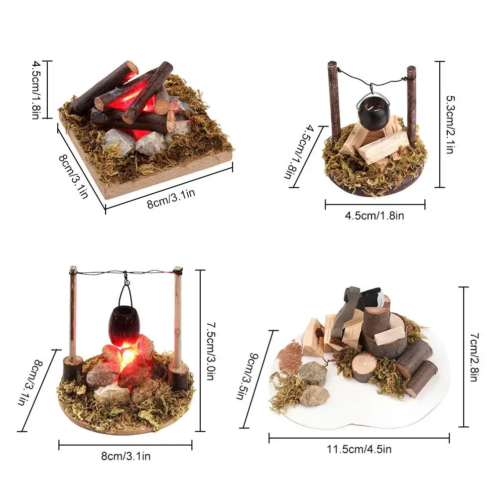 1:12 Scale  Accessories Playing House Villa Scene Model Miniatures Campfire Dollhouse Bonfire Fairy Garden Decor