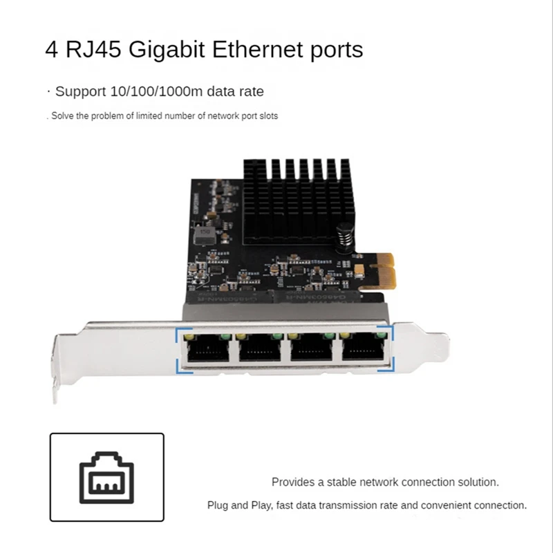 IOCREST 1G 4Port Pcie RJ45 Lan 10/100/1000/ 2500Mbps Realtek 8111H Chip Quad Server Network Card Gigabit Ethernet Wired Game NIC