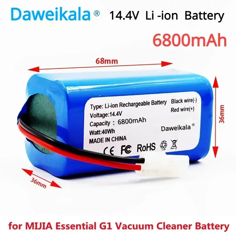 

18650 battery pack 14.4V 2600mAh lithium ion battery, suitable for Xiaomi G1 Mi Essential MJSTG1 robot vacuum cleaner,