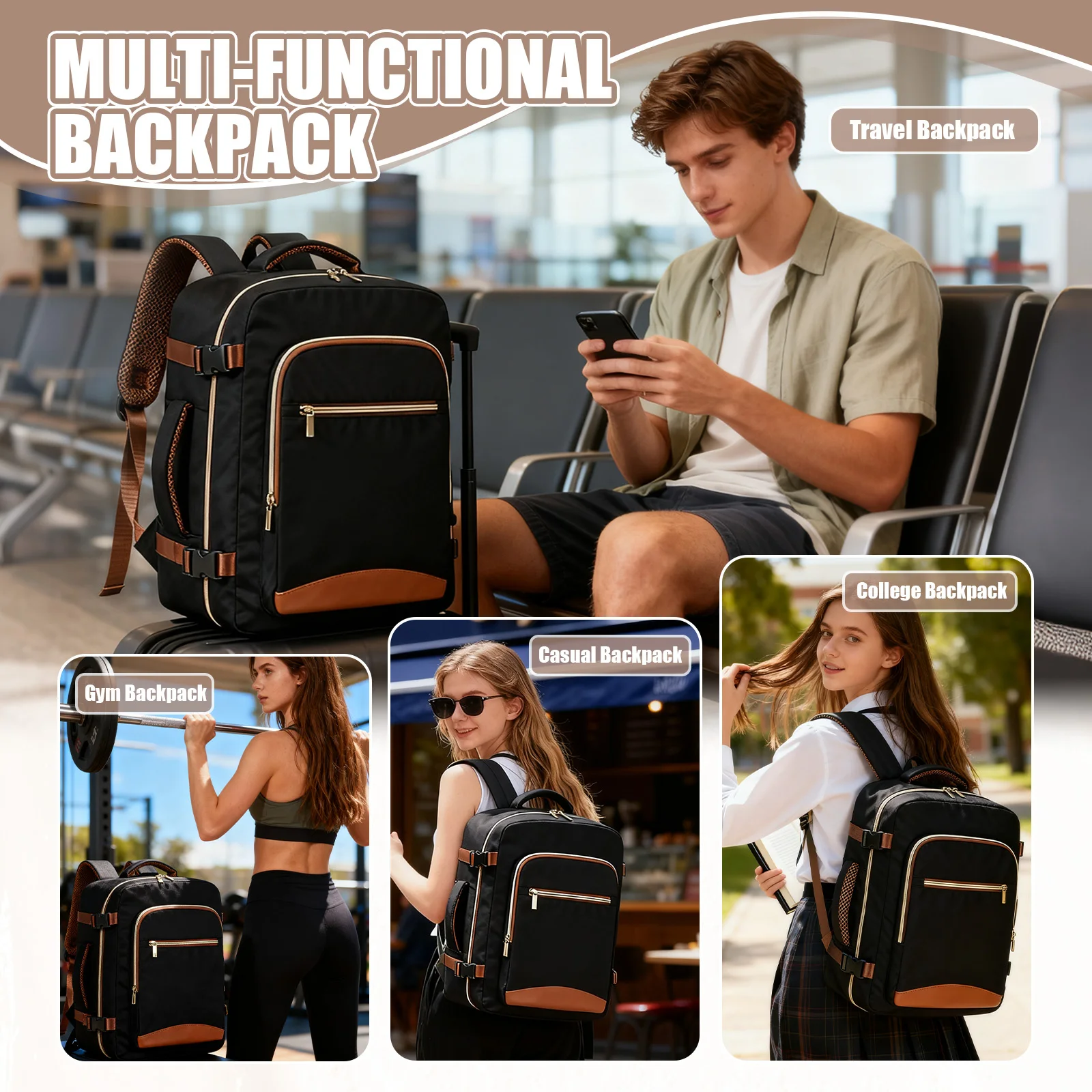 Mochila de negocios para hombre, equipaje de cabina, 40x30x20, equipaje de mano, mochila de viaje, bolsas para ordenador portátil de 15,6 pulgadas, mochila para senderismo