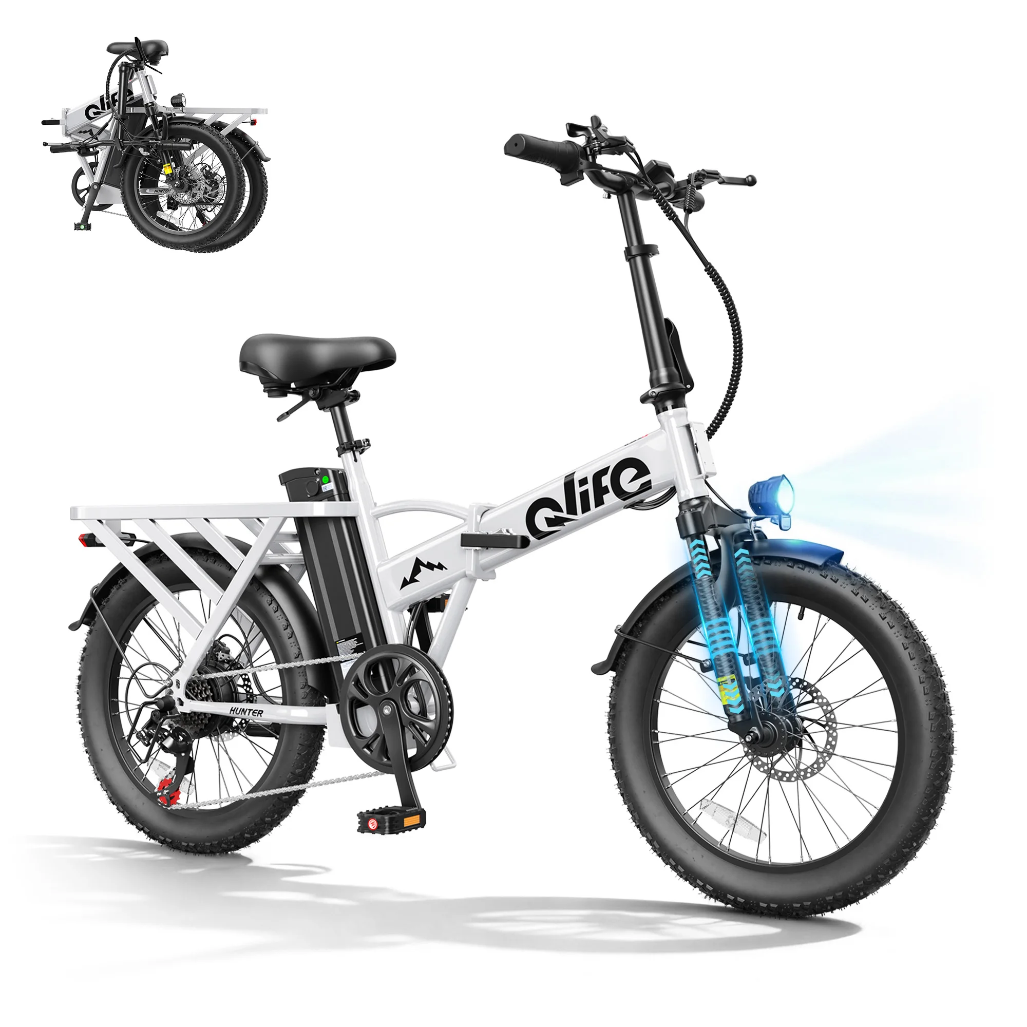 Qlife 20"×3" Fat Tire Foldable Ebike, 1200W Peak Motor 48V 13.5Ah Battery, 28MPH 65Mi Long Range Electric Bicycle image 4