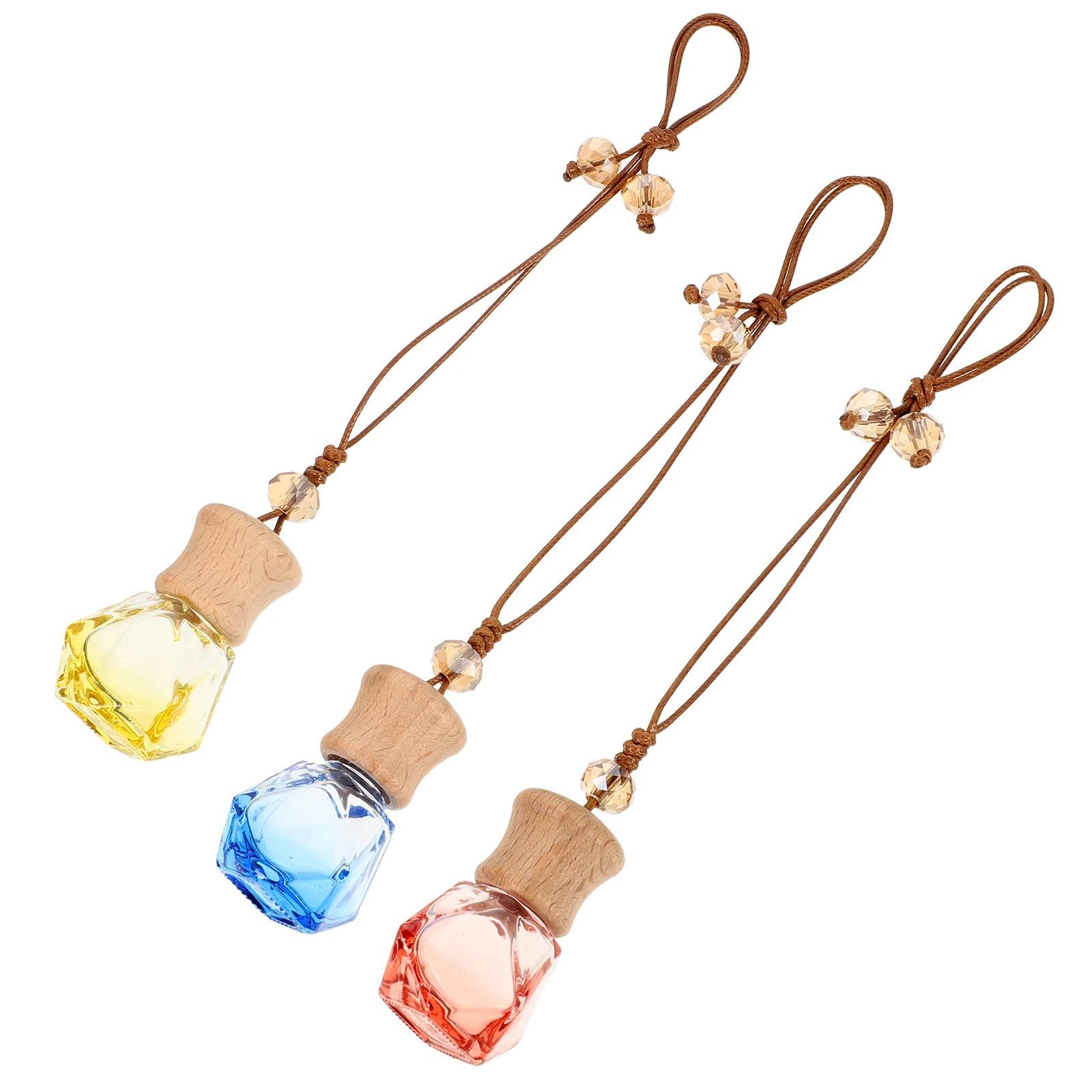 

3pcs Car Air Freshener Bottle Small Refillable Essential Oil Perfume Bottles Hanging Car Bottle Pendant Premium Glass Delicate