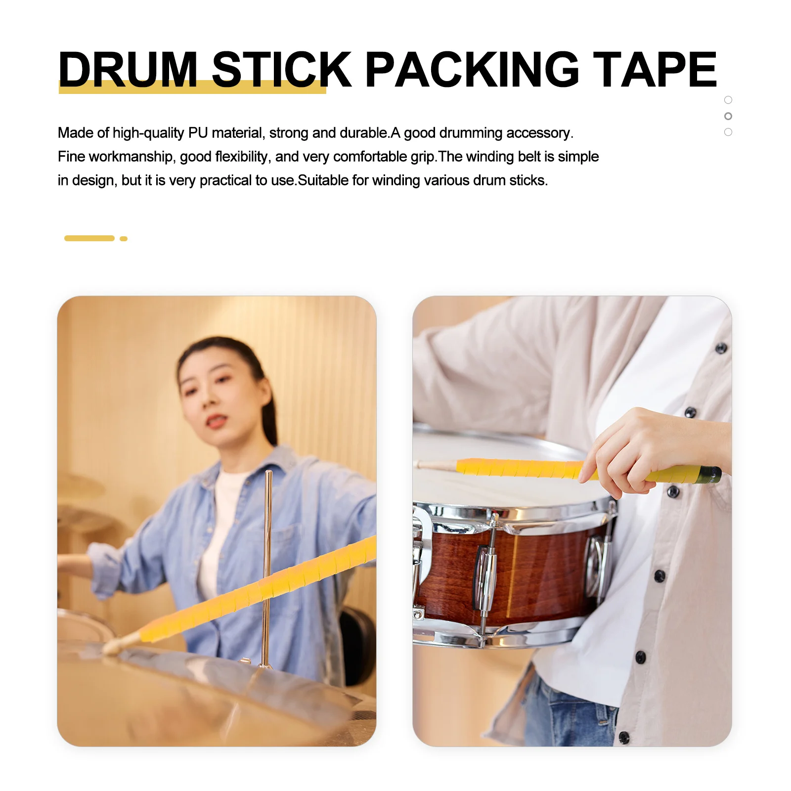 

2Pcs Drum Stick Anti-Slip Cloth Durable PU Flexible Sweat-Absorbent Wrap Essential Drum Accessory Drumstick Accessories