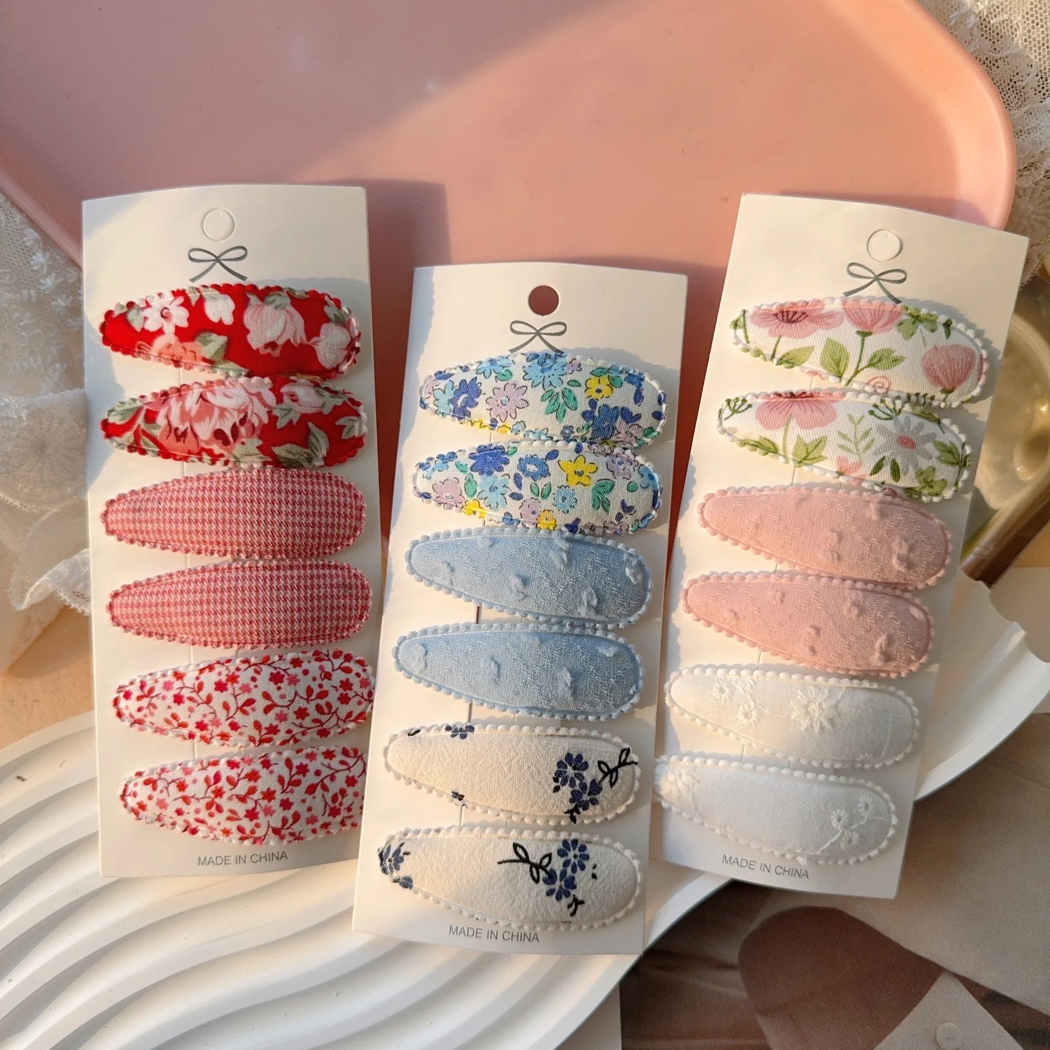 

6Pcs Cute Printing BB Clip Fashion Handmade Crochet Girl Hair Clip Baby Hair Accessories Kids Accessories Headwear Gift