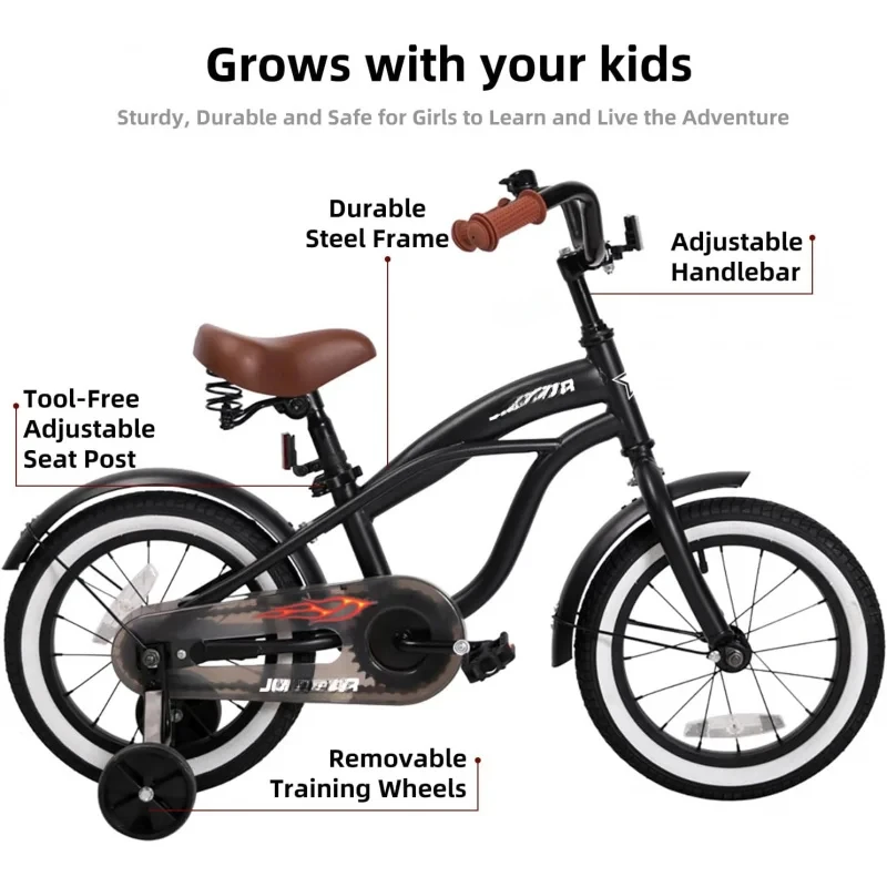 JOYSTAR 12 14 16 Inch Ages 2-7 Years Old ; , Bike with Training Wheels; Coaster Brake,Kids Cruiser Bicycles for Children