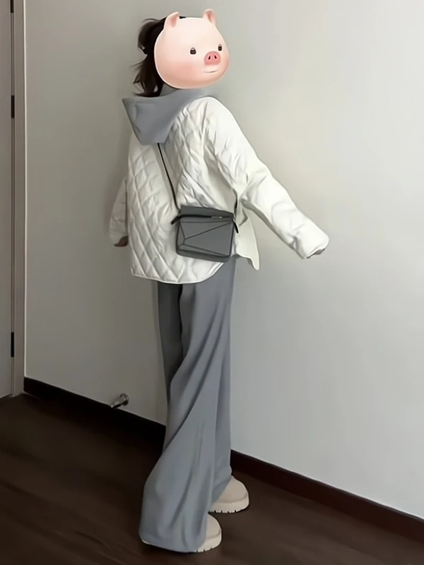 Faionable Splice Cotton Jaet Women's plus Size Artistic Sle ort Outerwear Casual Winter Coat Zipper Closure Long Sve