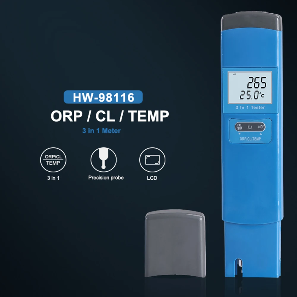 Medidor ORP/H2 3 en 1, probador Digital de calidad del agua, medidor de temperatura CL de cloro para piscina, Spa, acuario, agua potable