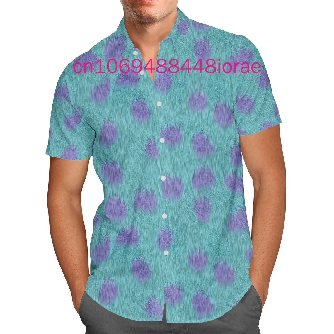 Camisa hawaiana de Disney Monsters Inc con estampado 3d, camisa hawaiana de manga corta a la moda, camisa con botones para vacaciones tropicales de verano