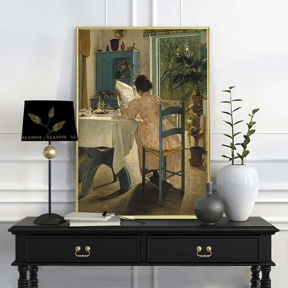 

Laurits Andersen Ring Art Print Vintage Poster Reading Woman At Breakfast Canvas Painting Living Room Home Decor Wall Stickers