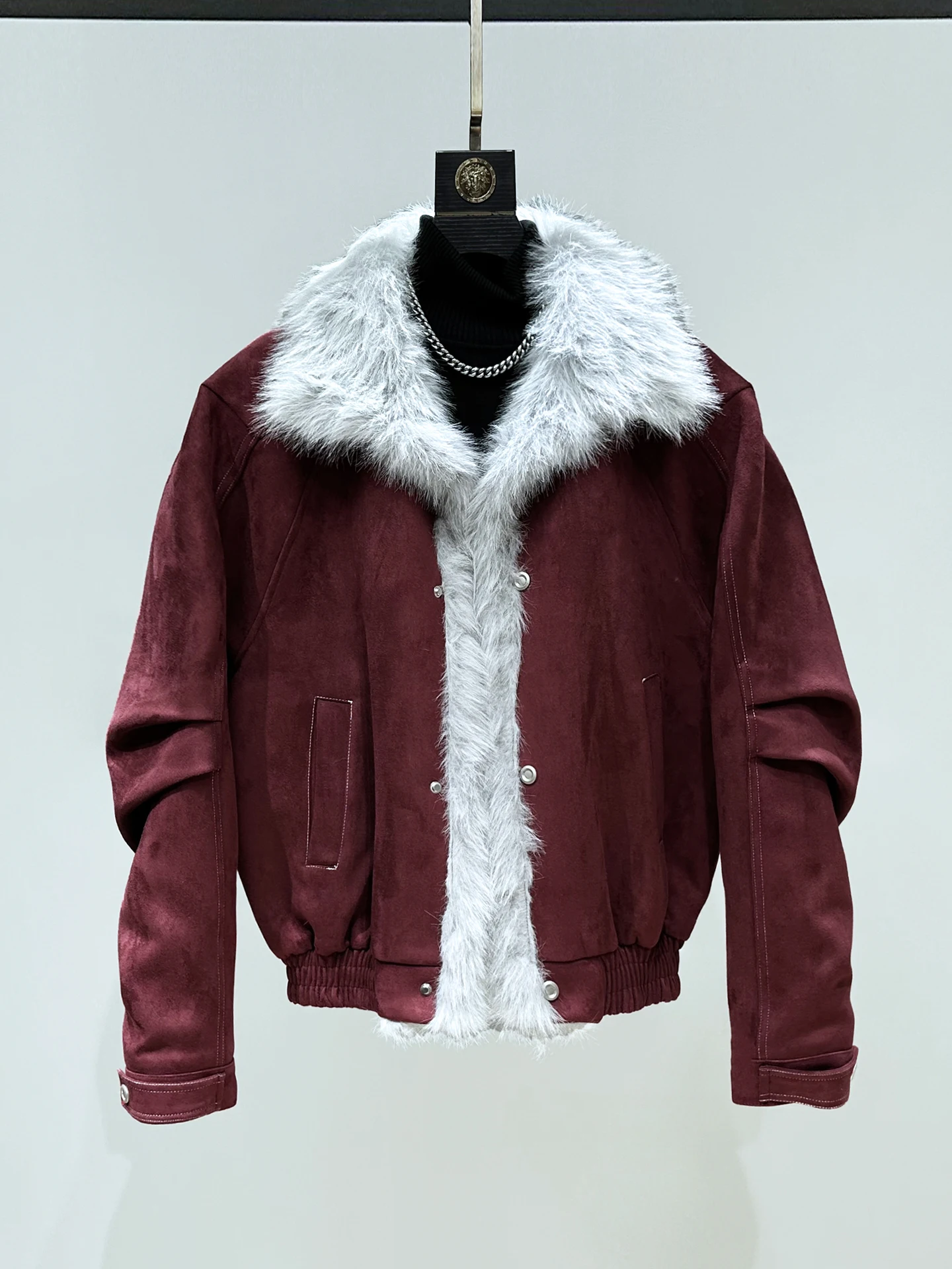 

Мужская утепленная зимняя куртка с замшевым воротником, оригинальный дизайн, винно-красная, хлопковая, теплая, молодежная, модная, в корейском стиле