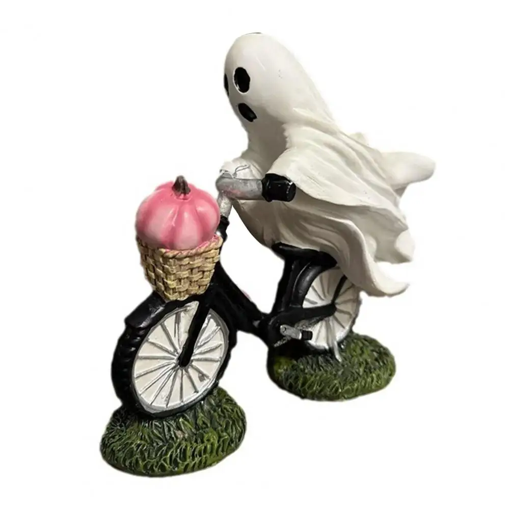 Centerpiece Ghost Statue Spooky Halloween Ghost Figurines Pink Pumpkin Resin Statues for Indoor Outdoor Decor Set of 2 Cycling