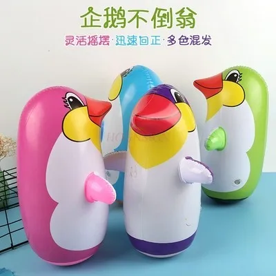 Inflatable Penguin Toy New Cartoon Pointy Mouth Boxing Tumbler Adult Children Animal Knocking and Blowing Balloon Prop