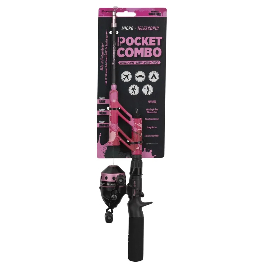 

Розовое телескопическое удилище Pink Splat Pocket Combo из стекловолокна для портативной рыбалки, компактный дизайн с высокой чувствительностью