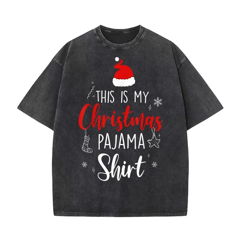 

Funny Christmas PJ Pajama Men Women PJS for Family Pure Cotton T-shirt For Man Oversized Art Graphic Clothing Printed