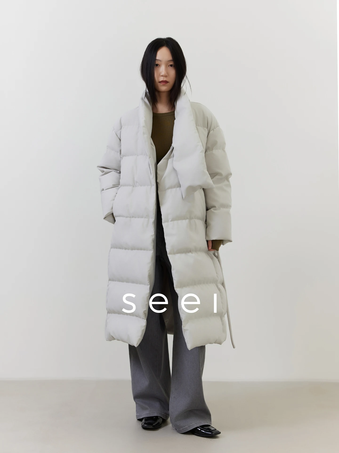 

Утепленное пуховое пальто Seei Thiened 95% белый пух, женское зимнее длинное пальто, повседневное, свободного кроя, теплое, объемное