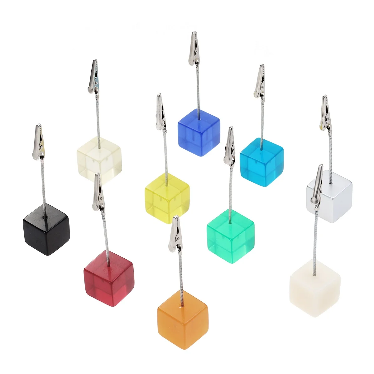

10pcs Cube Resin Photo Clip Holder Desk Alligator Memo Business Card Wedding DIY Gift Functional Paper Decor Strong Metal