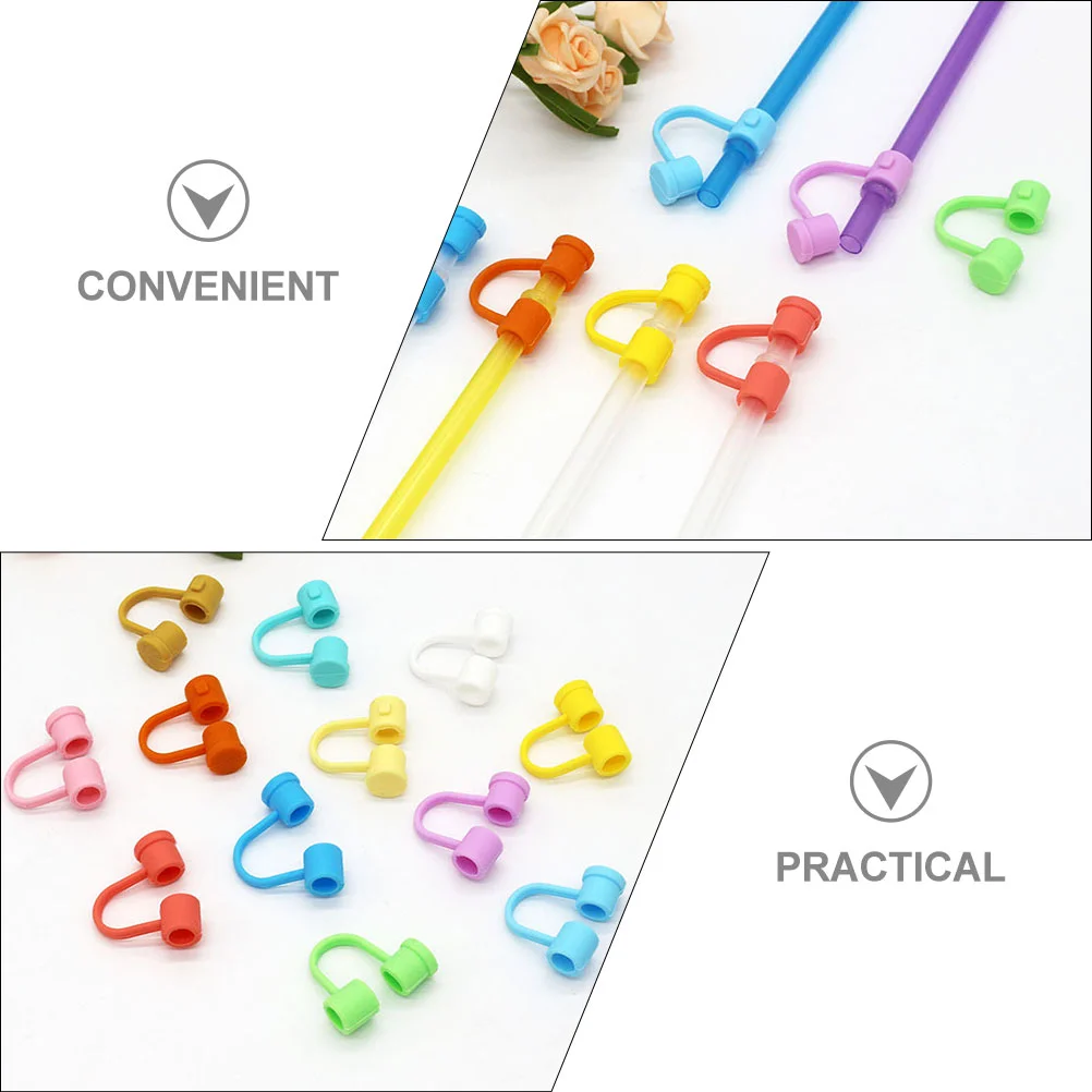 12 Pcs Silicone Straw Stopper Reusable Straws Covers Shot Dust-proof Cap Caps Tip Silica Gel