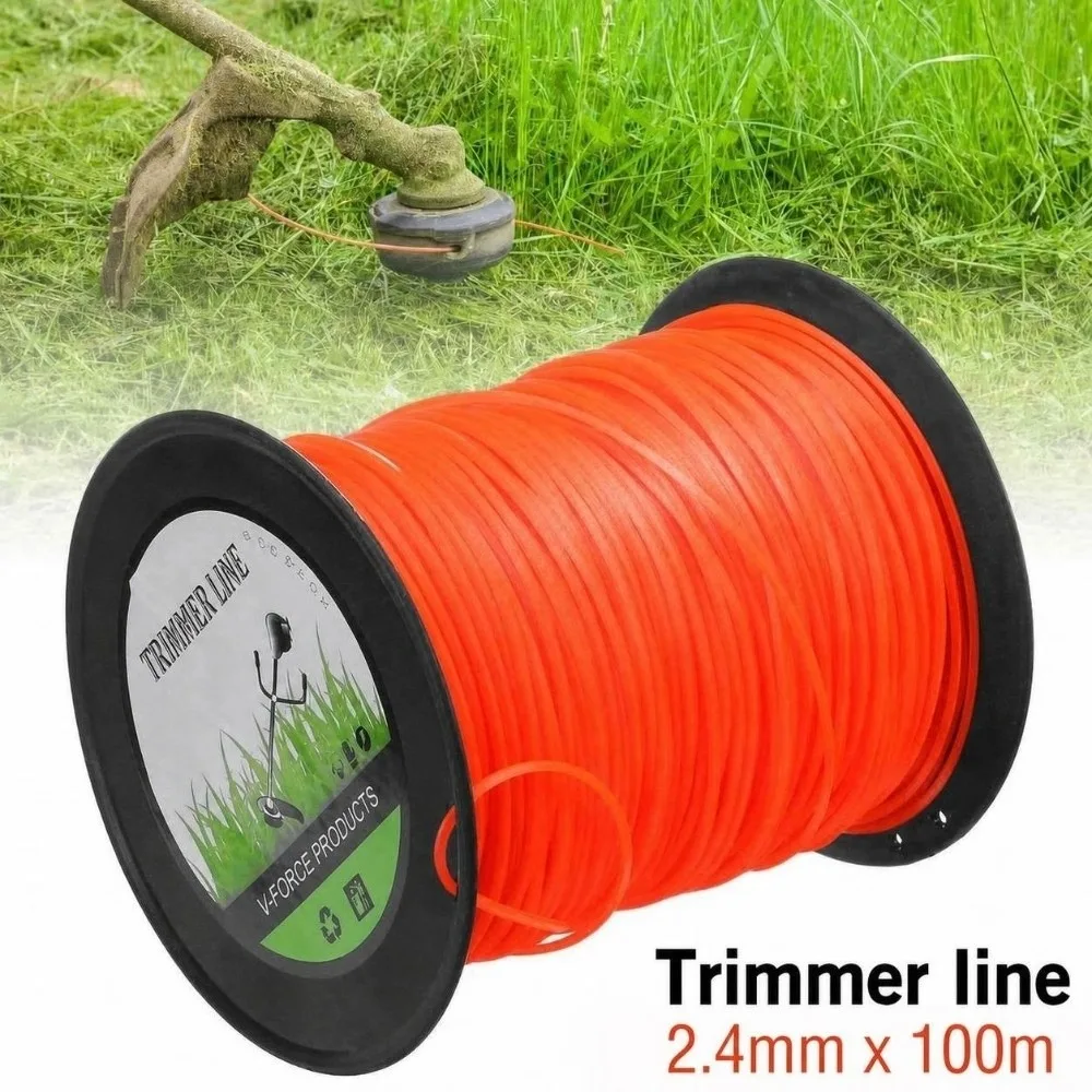 2.4mm Nylon Trimmer Line 100M High Tensile Brush Cutter Rope Round Line Wear Resistant Grass Trimmer Cord Garden Use