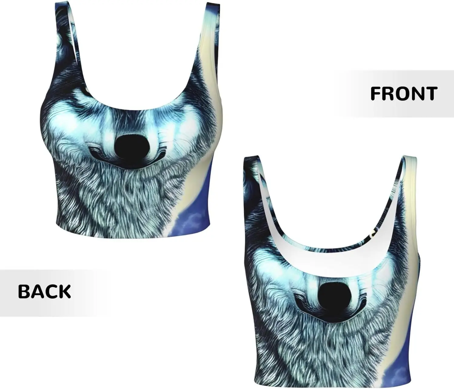 Colete esportivo feminino, colete de ioga confortável e sem costura com almofadas removíveis - Wolf Under Moon