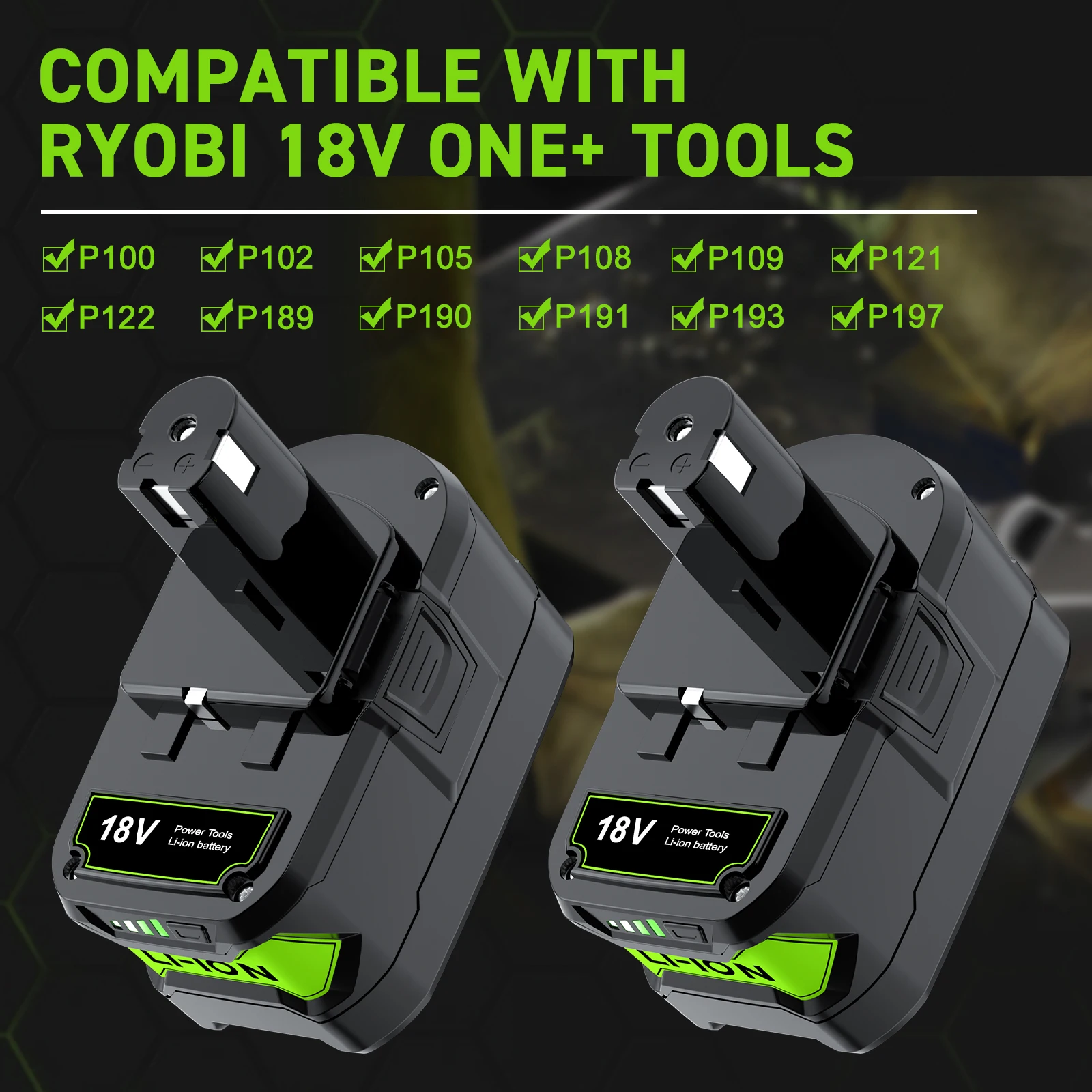 9000mAh for Ryobi 18V Battery Replacement Li-Ion Battery for Ryobi P108 P107 P105 P104 P103 P102 RB18L25 Power Tools Batteries