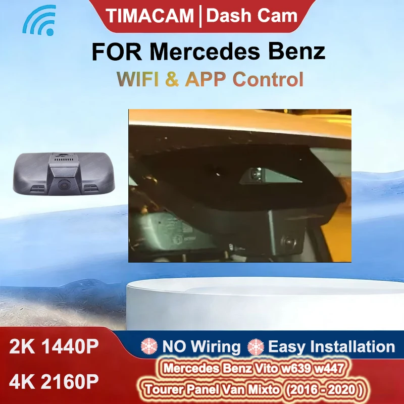 Cámara para Tablero de Instrumentos para Mercedes Benz Vito w447 w639, para Mercedes Benz Vito Tourer Panel Van Mixto 2016-2021, Cámara DVR con Wifi, Grabadora de Video