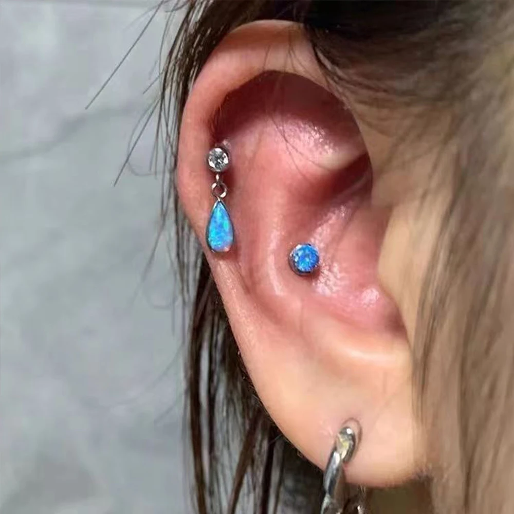 ASTM F136 G23 titanová piercing voda kapat opál skoba náušnice 16G labret lippe prsten ucho bodloplev chrupavka lodní šroub daith tělo šperků