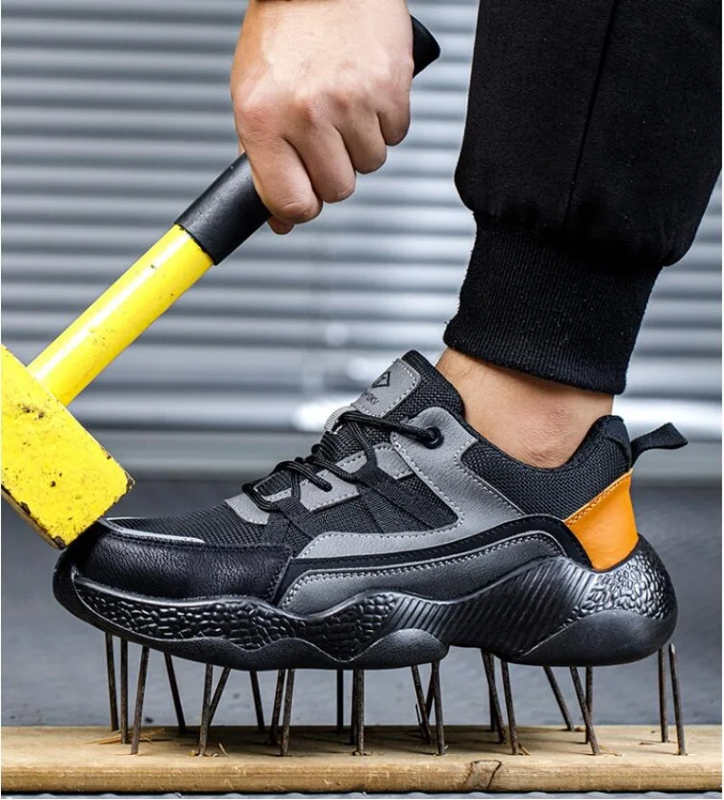 Men Safety Boots Indestructible Shoes Sneakers Steel Toe Protective Boots Anti-smash Anti-puncture Work Safety Shoes Anti-slip