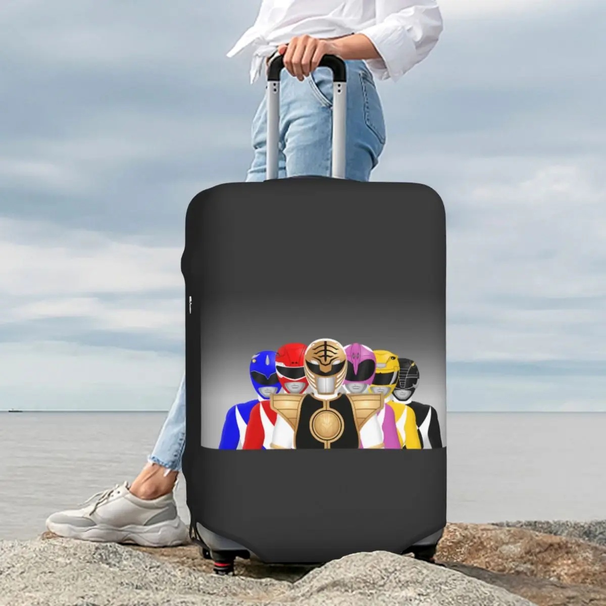 

Mighty Morphin Power Ranger Suitcase Cover Protection Elastic Travel Luggage Protector Covers for 18-32 Inch
