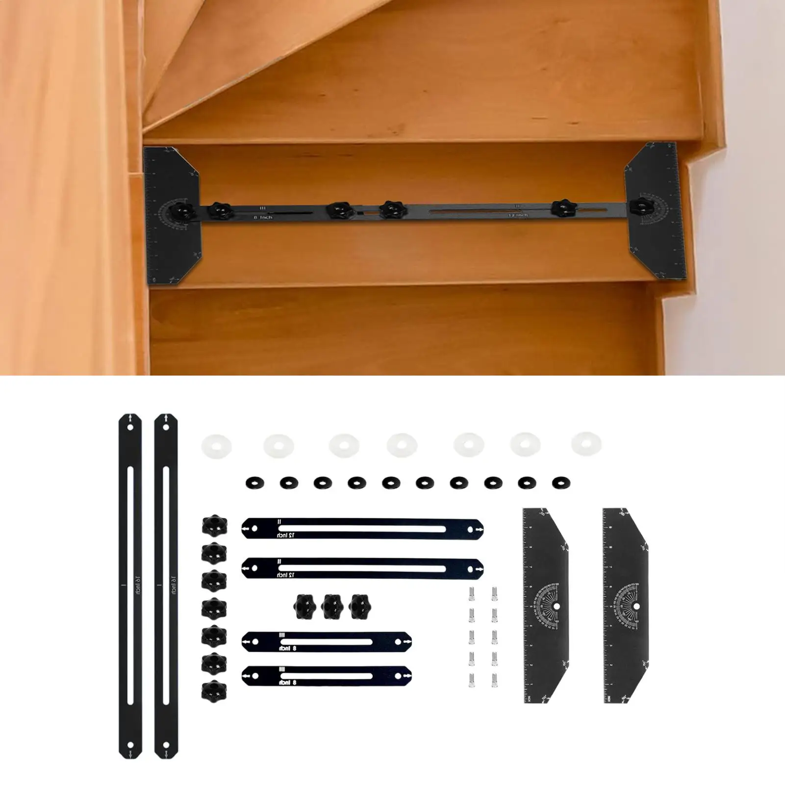 Stair Tread Template Tool Aluminum Alloy Stair Tread Jig Multifunctional Step Measurement Jig For Shelf Layout Projects Family