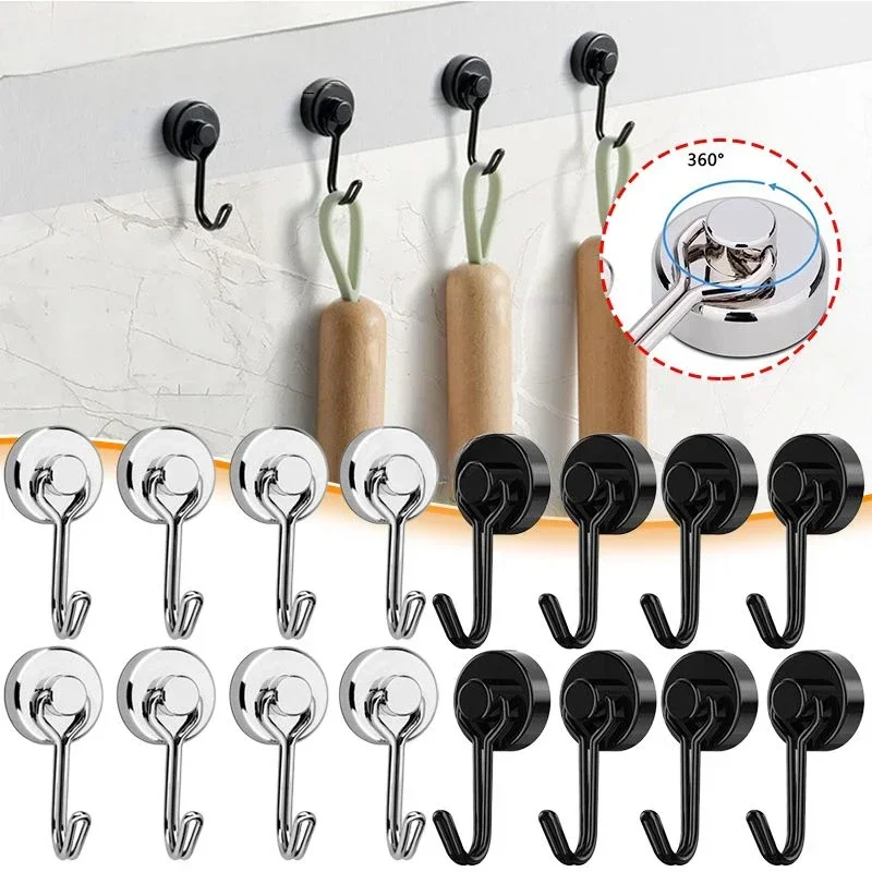 Magnetic Hooks Heavy Duty Magnet Hook Neodymium Rare Earth Magnetic Hanger for Home Kitchen Refrigerator Wreath Key Office
