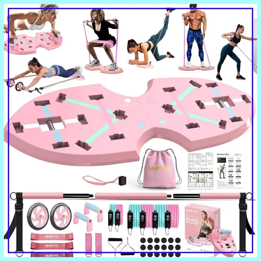 

Multifunction Push Up Board with Resistance Bands, Ab Roller, and 20 Gym Accessories for Home Workouts