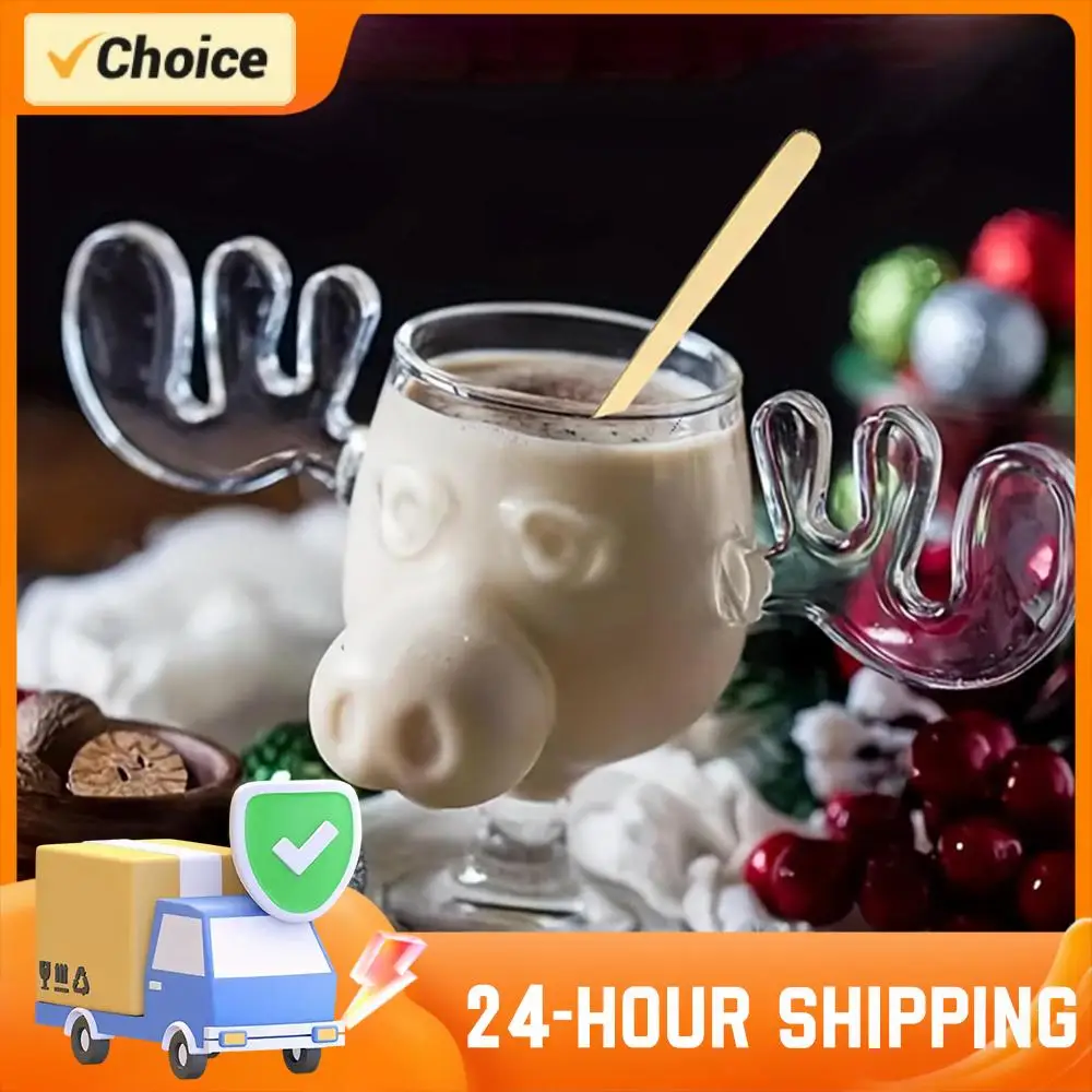 1/2/3 قطعة إِلْكَة عيد الميلاد كوب زجاجي 240 مللي 8 أوقية عيد الميلاد القدح موس القدح الإبداعية الأيائل كوب زجاجي البيرة عصير الماء الحليب كأس للنبيذ القدح