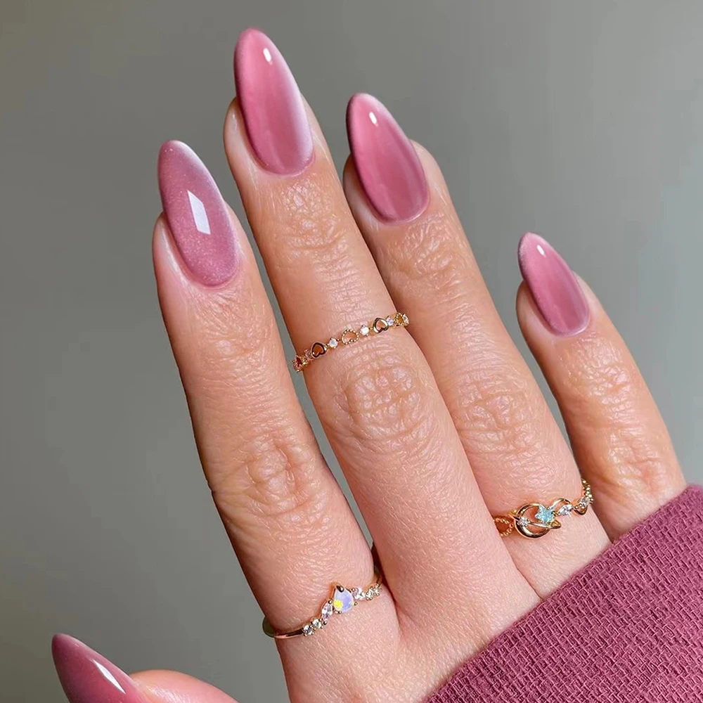 قم بترقية مظهرك على الفور مع، 24 قطعة من أطراف عين القطة الكريستالية Y2K ذات الضغط على الأظافر المتوسطة، أكريليك عين القطة مناسب تمامًا #1