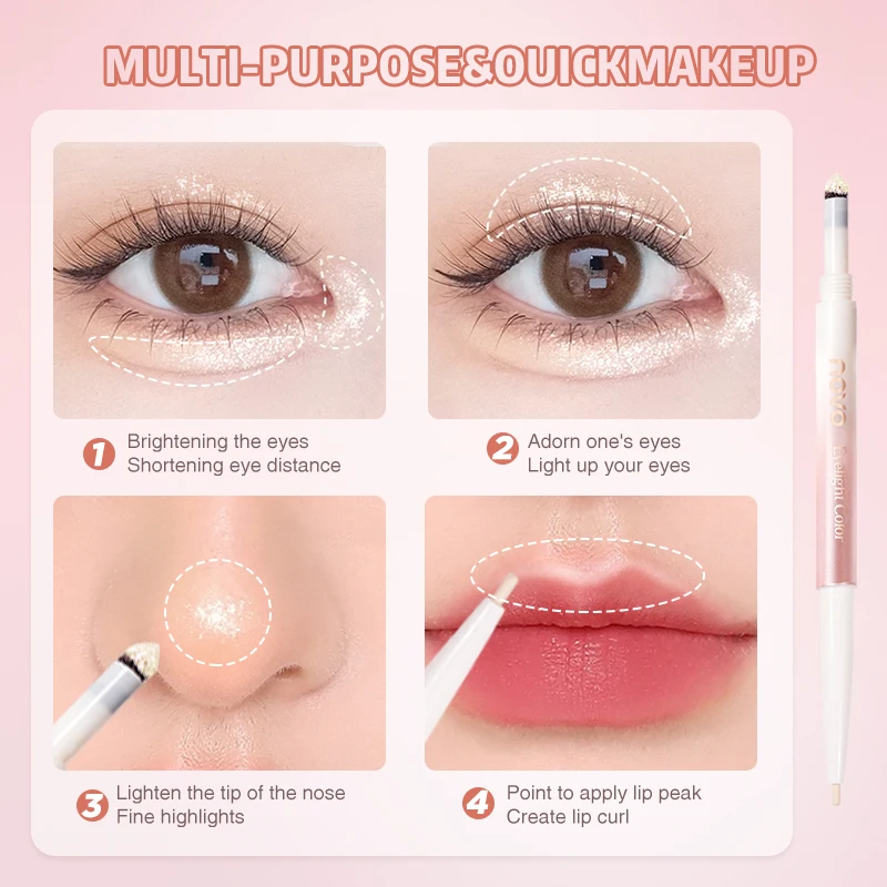 両端アイライナーとハイライタースティック、防水アイシャドウスティック、長持ち、汚れ防止ハイライター、簡単に適用できます。