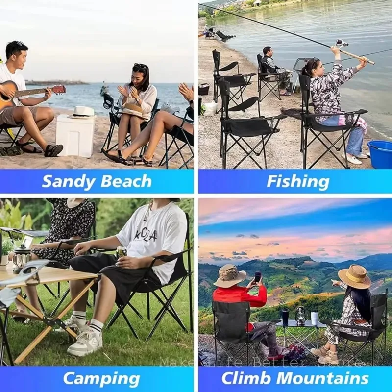 Składane krzesło Outdoor Camping krzesło plażowe z boczną kieszenią piknikowe krzesła z tkaniny Oxford przenośne krzesła plażowe wędkarskie meble