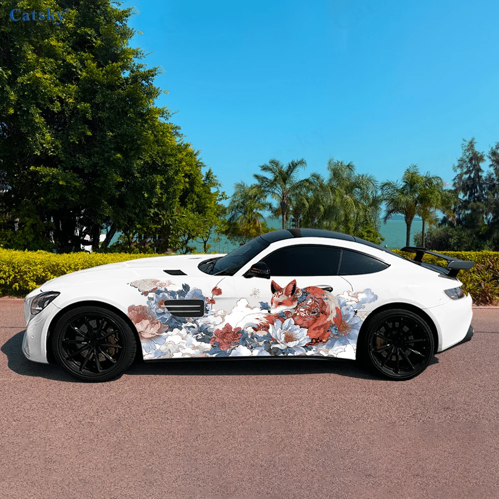 

Благоприятная облако, цветок, лиса, автомобильные виниловые наклейки, самоклеящаяся наклейка из ПВХ, подходит для грузовиков, внедорожников, декор, автоаксессуары, подарок