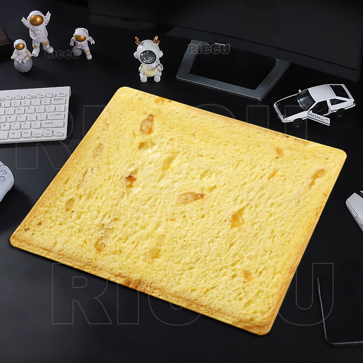 XS Kawaii Small Cute Toast Bread Funny Mouse Pad Anti-Slip Rubber Base Stitched Edge Desk Mat PC Laptop Accessories Table Carpet