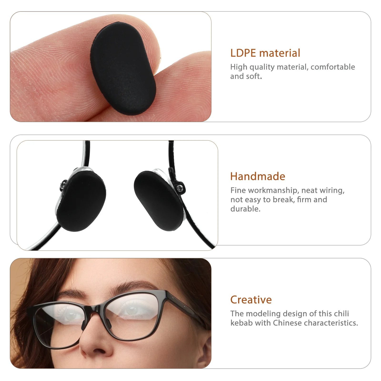 

Silicone Eyeglass Nose Pads Cushions Glasses Sunglasses Replacement Anti-Slip Soft Lightweight Fit All Frame Types