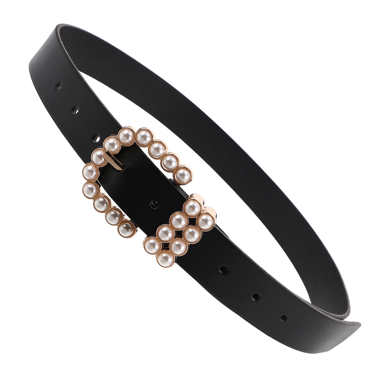 

Pearl Buckle Belt Elegant Fashion Adjustable Length Women PU Vintage Decorative Pants Waist Belts Sweet Design
