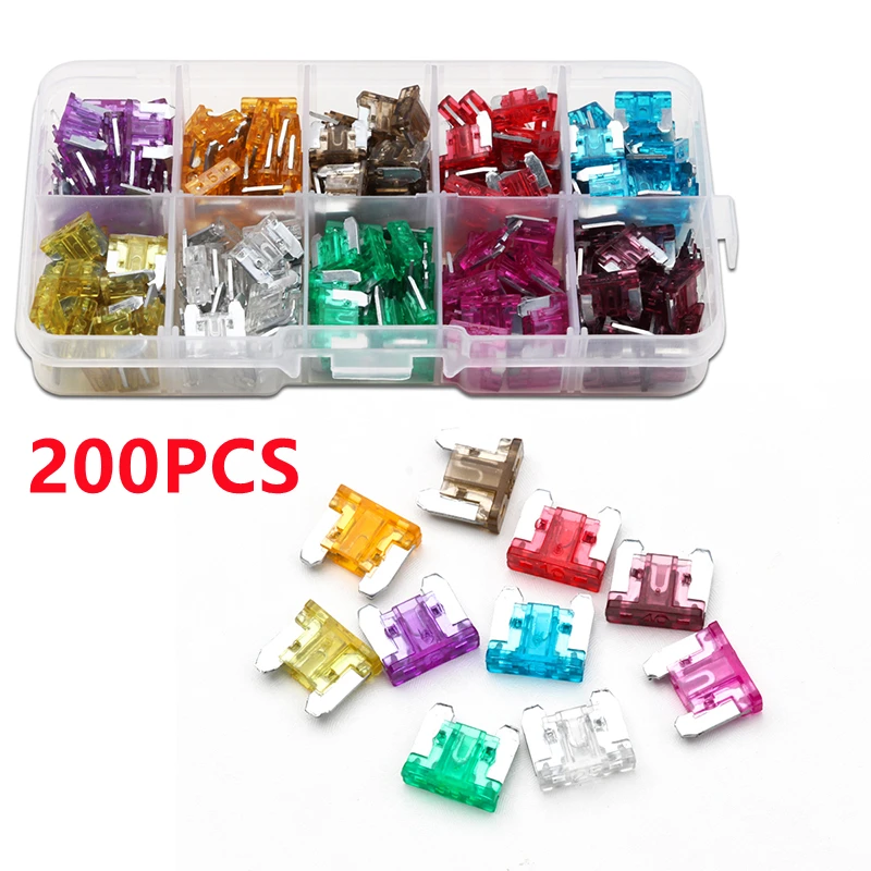 200Pcs Fuses Micro Car Fuse 3A 5A 7.5A 10A 15A 20A 25A 30A 35A 40A Amp Fuse Set for Car Truck Mini Auto Fuse Kit